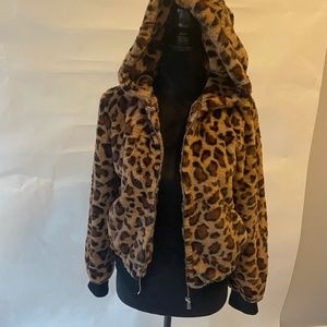 Faux fur cheetah print jacket